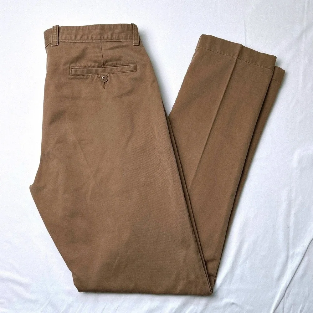 J.Crew Mens Essential Urban Slim Fit Khaki Chino Pants Size 32x34 Brown Office